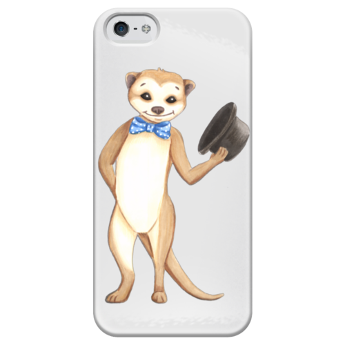 Заказать чехол для iPhone 5/5S в Москве. Чехол для iPhone 5 глянцевый, с полной запечаткой Вежливый сурикат от tigerda  - готовые дизайны и нанесение принтов.