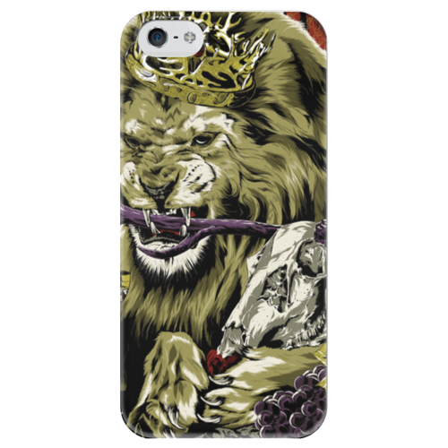 Заказать чехол для iPhone 5/5S в Москве. Чехол для iPhone 5 глянцевый, с полной запечаткой Lion with skull от scoopysmith - готовые дизайны и нанесение принтов.
