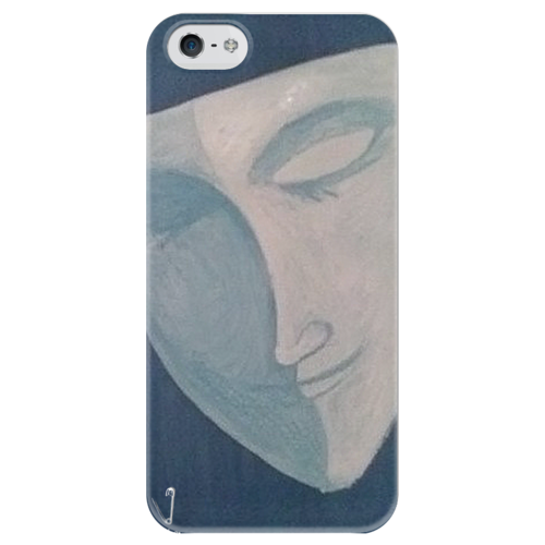 Заказать чехол для iPhone 5/5S в Москве. Чехол для iPhone 5 глянцевый, с полной запечаткой Луна в маске от @inzigen - готовые дизайны и нанесение принтов.