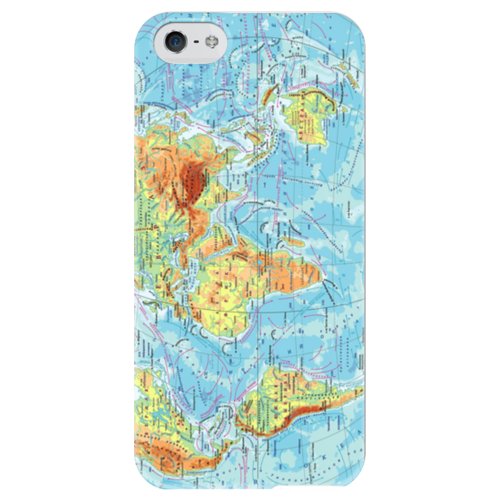 Заказать чехол для iPhone 5/5S в Москве. Чехол для iPhone 5 глянцевый, с полной запечаткой Карта мира от Елена Гришина - готовые дизайны и нанесение принтов.