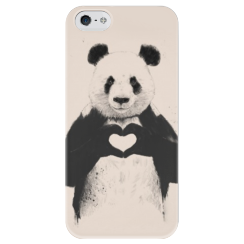 Заказать чехол для iPhone 5/5S в Москве. Чехол для iPhone 5 глянцевый, с полной запечаткой Панда с сердечком от klip - готовые дизайны и нанесение принтов.