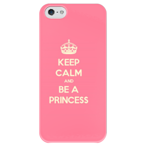 Заказать чехол для iPhone 5/5S в Москве. Чехол для iPhone 5 глянцевый, с полной запечаткой Keep calm and be a princess! от leysans - готовые дизайны и нанесение принтов.