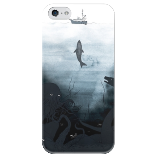 Заказать чехол для iPhone 5/5S в Москве. Чехол для iPhone 5 глянцевый, с полной запечаткой Акула-каракула от vkonoplev - готовые дизайны и нанесение принтов.