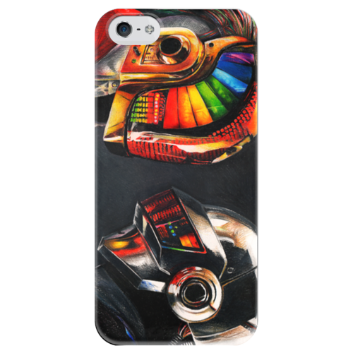 Заказать чехол для iPhone 5/5S в Москве. Чехол для iPhone 5 глянцевый, с полной запечаткой Daft Punk от crazycheese - готовые дизайны и нанесение принтов.