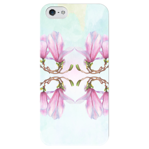 Заказать чехол для iPhone 5/5S в Москве. Чехол для iPhone 5 глянцевый, с полной запечаткой Магнолия от artoutloop - готовые дизайны и нанесение принтов.