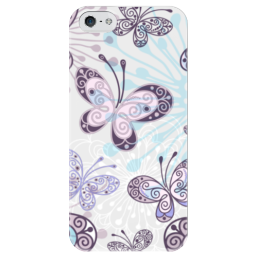 Заказать чехол для iPhone 5/5S в Москве. Чехол для iPhone 5 глянцевый, с полной запечаткой Фиолетовые бабочки от weeert - готовые дизайны и нанесение принтов.
