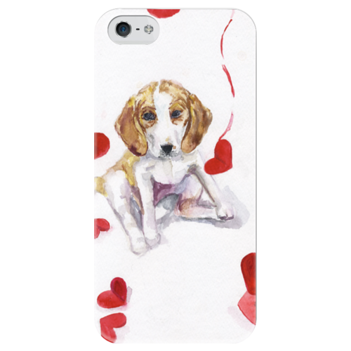 Заказать чехол для iPhone 5/5S в Москве. Чехол для iPhone 5 глянцевый, с полной запечаткой St.Valentine Dog от littlearzi - готовые дизайны и нанесение принтов.