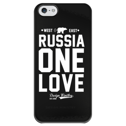Заказать чехол для iPhone 5/5S в Москве. Чехол для iPhone 5 глянцевый, с полной запечаткой RUSSIA ONE LOVE by DESIGN MINISTRY от Design Ministry - готовые дизайны и нанесение принтов.