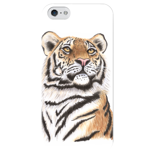 Заказать чехол для iPhone 5/5S в Москве. Чехол для iPhone 5 глянцевый, с полной запечаткой Взгляд тигра от tigerda  - готовые дизайны и нанесение принтов.