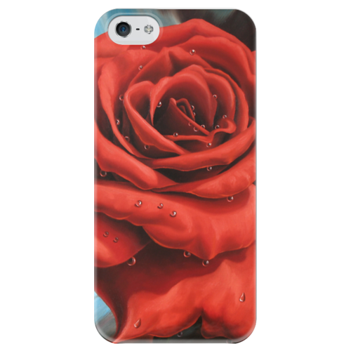 Заказать чехол для iPhone 5/5S в Москве. Чехол для iPhone 5 глянцевый, с полной запечаткой Красная роза от Inna Novitskaya - готовые дизайны и нанесение принтов.