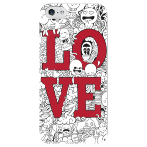 Заказать чехол для iPhone 5/5S в Москве. Чехол для iPhone 5 глянцевый, с полной запечаткой Doodle Love  от nakalyae7 - готовые дизайны и нанесение принтов.