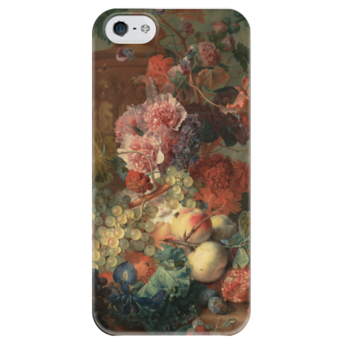 Заказать чехол для iPhone 5/5S в Москве. Чехол для iPhone 5 глянцевый, с полной запечаткой Цветы (Ян ван Хёйсум) от trend - готовые дизайны и нанесение принтов.