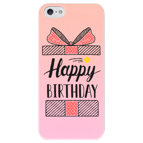 Заказать чехол для iPhone 5/5S в Москве. Чехол для iPhone 5 глянцевый, с полной запечаткой Happy Birthday  от Polilog - готовые дизайны и нанесение принтов.