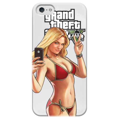 Заказать чехол для iPhone 5/5S в Москве. Чехол для iPhone 5 глянцевый, с полной запечаткой Grand Theft Auto 5 от BURNSHIRTS - готовые дизайны и нанесение принтов.