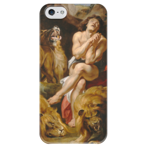 Заказать чехол для iPhone 5/5S в Москве. Чехол для iPhone 5 глянцевый, с полной запечаткой Даниил в яме со львами (картина Рубенса) от trend - готовые дизайны и нанесение принтов.