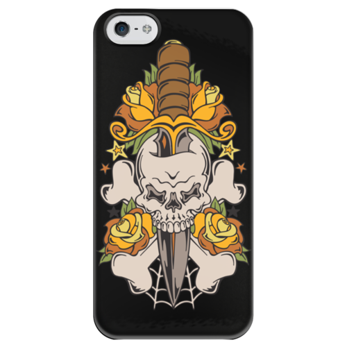 Заказать чехол для iPhone 5/5S в Москве. Чехол для iPhone 5 глянцевый, с полной запечаткой Череп от Media M  - готовые дизайны и нанесение принтов.