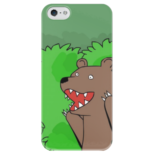 Заказать чехол для iPhone 5/5S в Москве. Чехол для iPhone 5 глянцевый, с полной запечаткой Медведь из кустов от PUGGYSHOP - готовые дизайны и нанесение принтов.