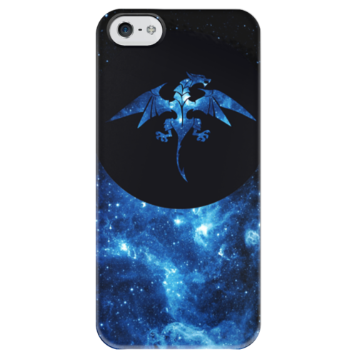 Заказать чехол для iPhone 5/5S в Москве. Чехол для iPhone 5 глянцевый, с полной запечаткой Космический дракон от SOL - готовые дизайны и нанесение принтов.