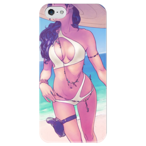 Заказать чехол для iPhone 5/5S в Москве. Чехол для iPhone 5 глянцевый, с полной запечаткой Девушка на пляже от Media M  - готовые дизайны и нанесение принтов.