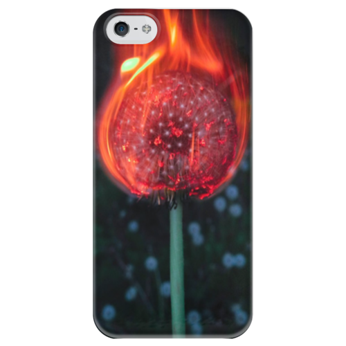Заказать чехол для iPhone 5/5S в Москве. Чехол для iPhone 5 глянцевый, с полной запечаткой Горящий одуванчик от Таня Чулюкина - готовые дизайны и нанесение принтов.