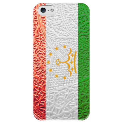 Заказать чехол для iPhone 5/5S в Москве. Чехол для iPhone 5 глянцевый, с полной запечаткой Флаг Таджикистана от TAJLIFE - готовые дизайны и нанесение принтов.