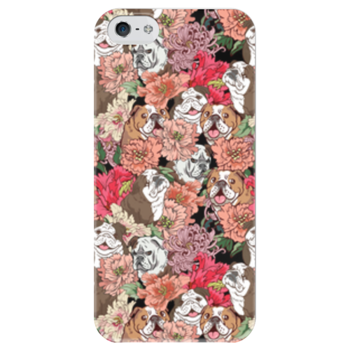 Заказать чехол для iPhone 5/5S в Москве. Чехол для iPhone 5 глянцевый, с полной запечаткой Dogs and flowers от Илья Щеблецов - готовые дизайны и нанесение принтов.