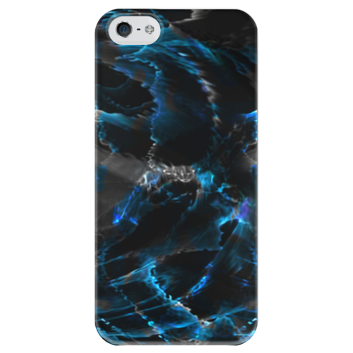 Заказать чехол для iPhone 5/5S в Москве. Чехол для iPhone 5 глянцевый, с полной запечаткой Черно-голубая психоделика от Anna Lomachenko - готовые дизайны и нанесение принтов.