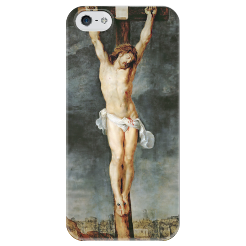 Заказать чехол для iPhone 5/5S в Москве. Чехол для iPhone 5 глянцевый, с полной запечаткой Христос на кресте от trend - готовые дизайны и нанесение принтов.