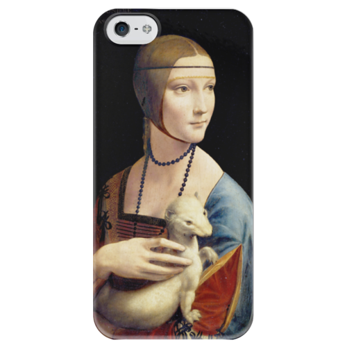 Заказать чехол для iPhone 5/5S в Москве. Чехол для iPhone 5 глянцевый, с полной запечаткой Дама с горностаем (Леонардо да Винчи) от trend - готовые дизайны и нанесение принтов.