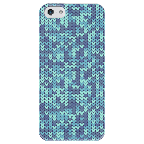 Заказать чехол для iPhone 5/5S в Москве. Чехол для iPhone 5 глянцевый, с полной запечаткой Голубой вязаный узор от Antaya - готовые дизайны и нанесение принтов.