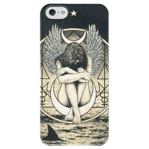 Заказать чехол для iPhone 5/5S в Москве. Чехол для iPhone 5 глянцевый, с полной запечаткой Одинокий ангел от januette - готовые дизайны и нанесение принтов.