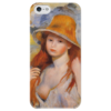 Заказать чехол для iPhone 5/5S в Москве. Чехол для iPhone 5 глянцевый, с полной запечаткой Молодая женщина в соломенной шляпе от trend - готовые дизайны и нанесение принтов.