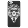 Заказать чехол для iPhone 5/5S в Москве. Чехол для iPhone 5 глянцевый, с полной запечаткой Черно-белый Лев  от spbsayka - готовые дизайны и нанесение принтов.