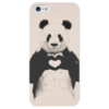 Заказать чехол для iPhone 5/5S в Москве. Чехол для iPhone 5 глянцевый, с полной запечаткой Панда с сердечком от klip - готовые дизайны и нанесение принтов.
