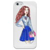 Заказать чехол для iPhone 5/5S в Москве. Чехол для iPhone 5 глянцевый, с полной запечаткой Модная девушка с сумкой от Анна Кузнецова - готовые дизайны и нанесение принтов.