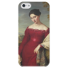 Заказать чехол для iPhone 5/5S в Москве. Чехол для iPhone 5 глянцевый, с полной запечаткой Портрет молодой дамы в красном платье от trend - готовые дизайны и нанесение принтов.