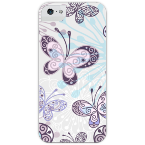 Заказать чехол для iPhone 5/5S в Москве. Чехол для iPhone 5 с подставкой, с полной запечаткой Фиолетовые бабочки от weeert - готовые дизайны и нанесение принтов.