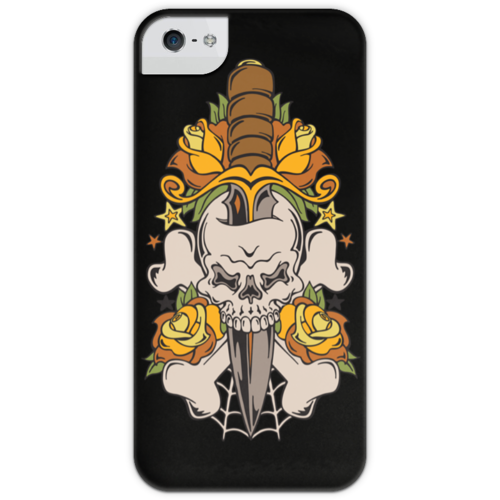 Заказать чехол для iPhone 5/5S в Москве. Чехол для iPhone 5 с подставкой, с полной запечаткой Череп от Media M  - готовые дизайны и нанесение принтов.