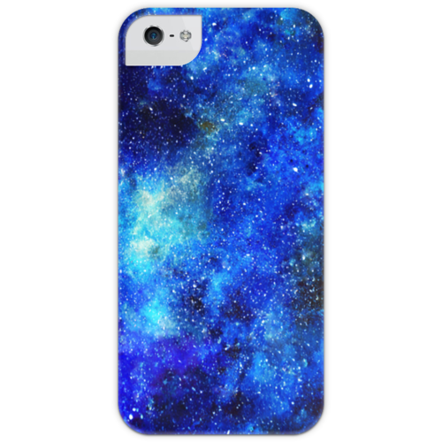 Заказать чехол для iPhone 5/5S в Москве. Чехол для iPhone 5 с подставкой, с полной запечаткой Космос (синий) от Henry Stark - готовые дизайны и нанесение принтов.
