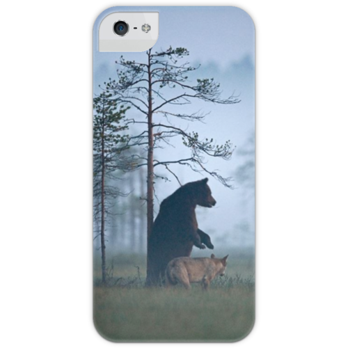 Заказать чехол для iPhone 5/5S в Москве. Чехол для iPhone 5 с подставкой, с полной запечаткой Мишка и волк от Татьяна - готовые дизайны и нанесение принтов.