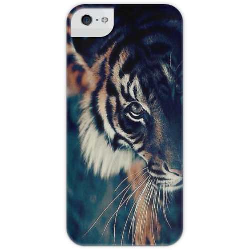 Заказать чехол для iPhone 5/5S в Москве. Чехол для iPhone 5 с подставкой, с полной запечаткой Тигр  от Jaklin store - готовые дизайны и нанесение принтов.