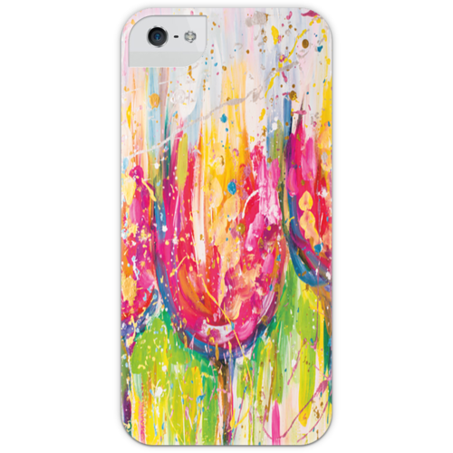Заказать чехол для iPhone 5/5S в Москве. Чехол для iPhone 5 с подставкой, с полной запечаткой Tulips  от KOSA - готовые дизайны и нанесение принтов.