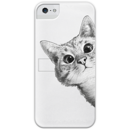 Заказать чехол для iPhone 5/5S в Москве. Чехол для iPhone 5 с подставкой, с полной запечаткой Любопытный кот от mug-shop - готовые дизайны и нанесение принтов.