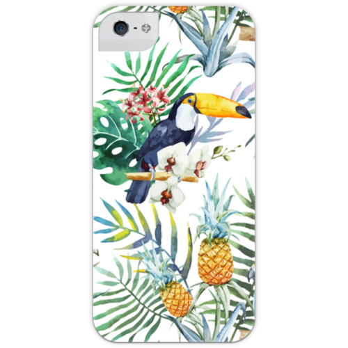 Заказать чехол для iPhone 5/5S в Москве. Чехол для iPhone 5 с подставкой, с полной запечаткой Тропические птицы от zen4@bk.ru - готовые дизайны и нанесение принтов.