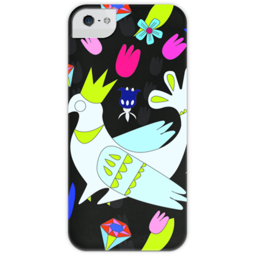 Заказать чехол для iPhone 5/5S в Москве. Чехол для iPhone 5 с подставкой, с полной запечаткой Курица-королева от Asparagus Lab + Masha Saunders - готовые дизайны и нанесение принтов.
