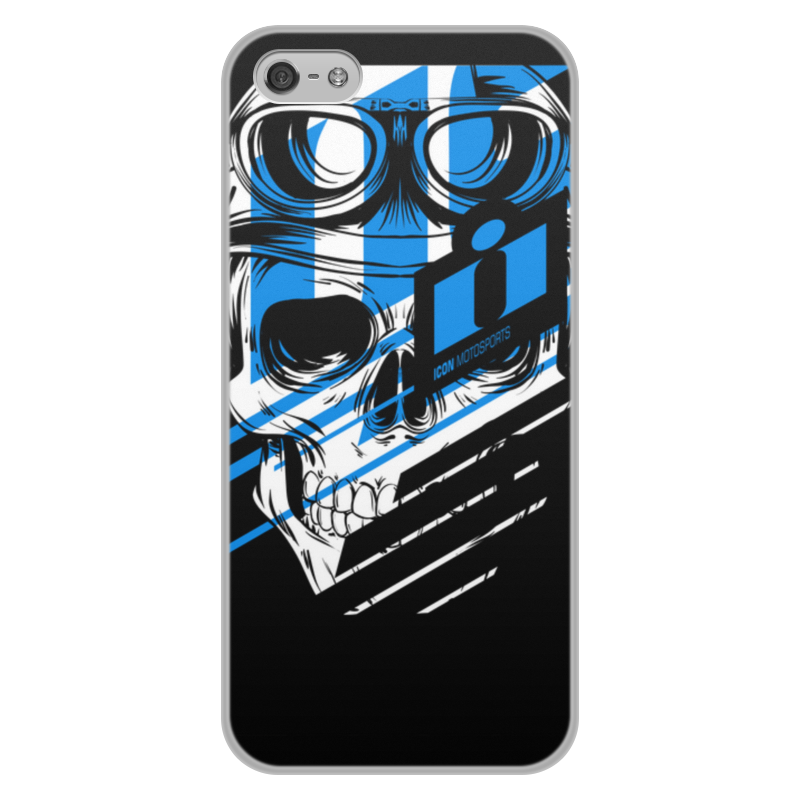 Printio Чехол для iPhone 5/5S, объёмная печать Череп icon синий
