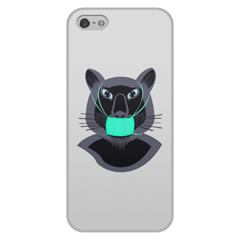 Printio Чехол для iPhone 5/5S, объёмная печать Пантера в маске printio чехол для iphone 5 5s объёмная печать девушка и кошки