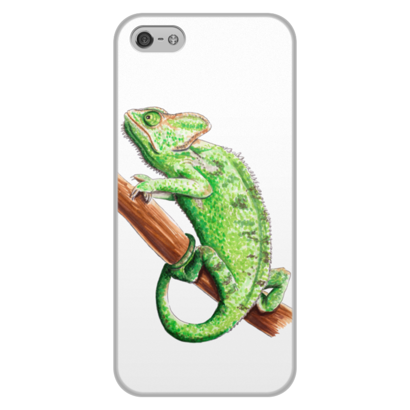 Printio Чехол для iPhone 5/5S, объёмная печать Зеленый хамелеон на ветке printio чехол для iphone 7 plus объёмная печать зеленый хамелеон на ветке