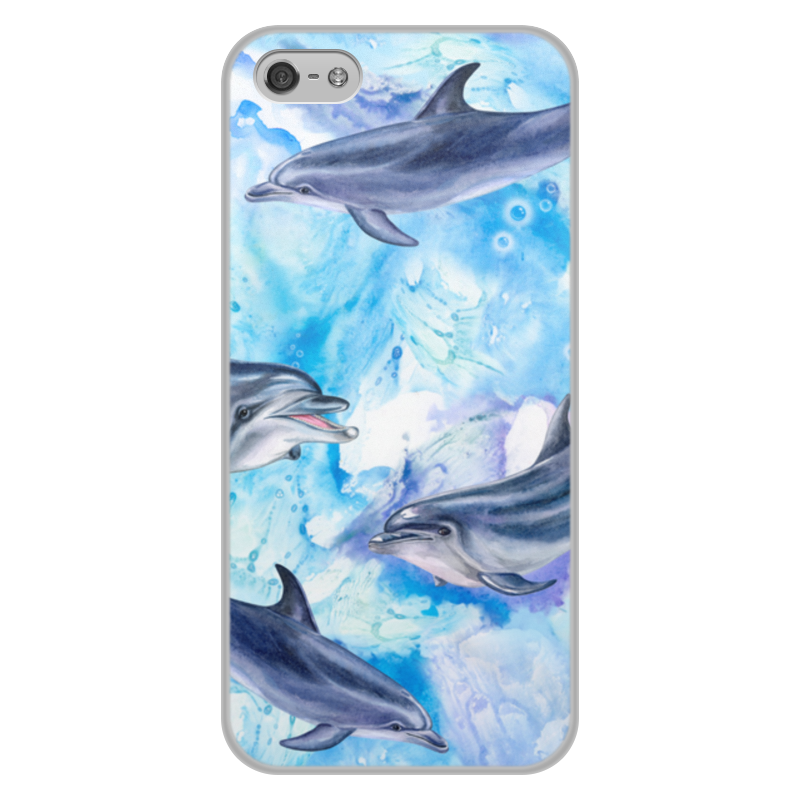 Printio Чехол для iPhone 5/5S, объёмная печать Дельфины