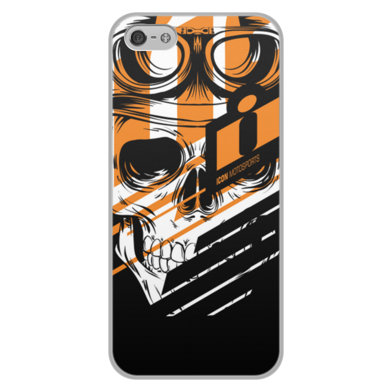 Printio Чехол для iPhone 5/5S, объёмная печать Череп icon оранжевый